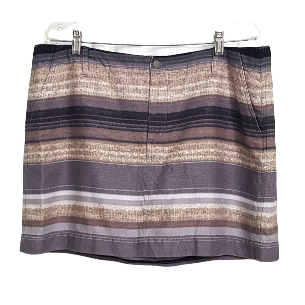 OLD NAVY Skirt Size 14 Short Above Knee Mini Length 16 Brown Stripe Lined Pocket
